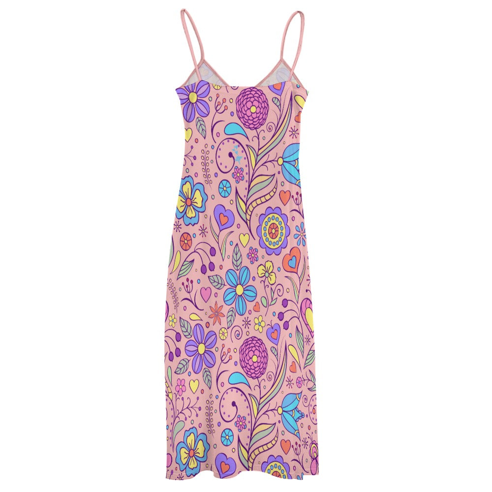 Floral Bouquet Sling Ankle Long Dress