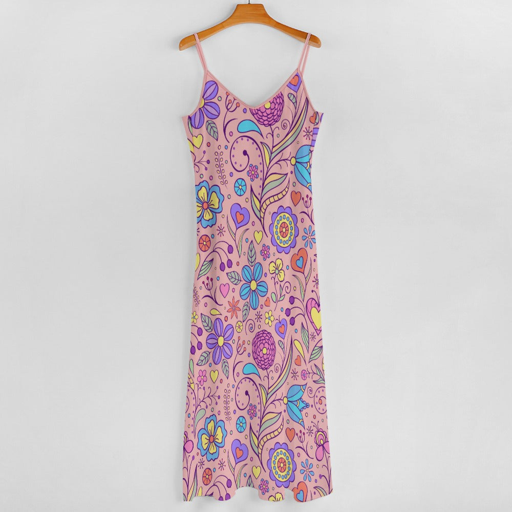 Floral Bouquet Sling Ankle Long Dress