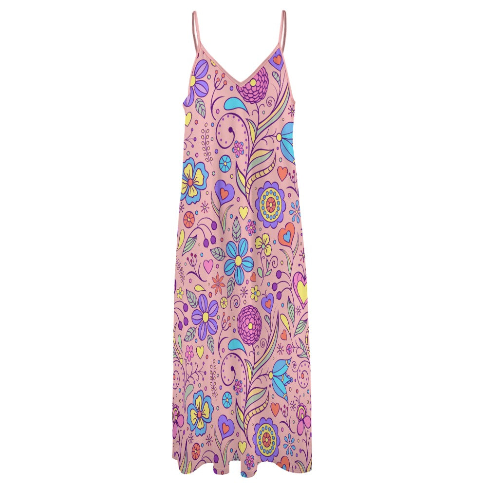 Floral Bouquet Sling Ankle Long Dress