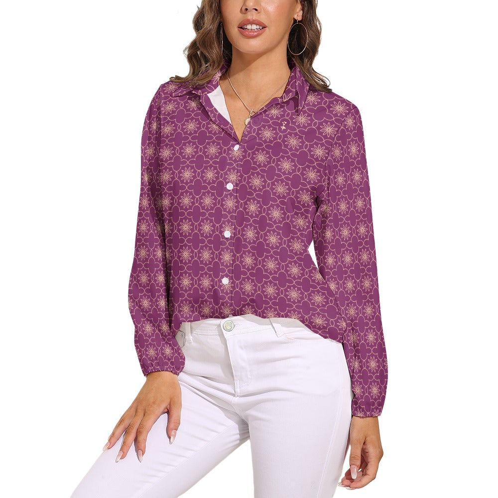 Majestic Purple Casual Long Sleeve Shirt Top