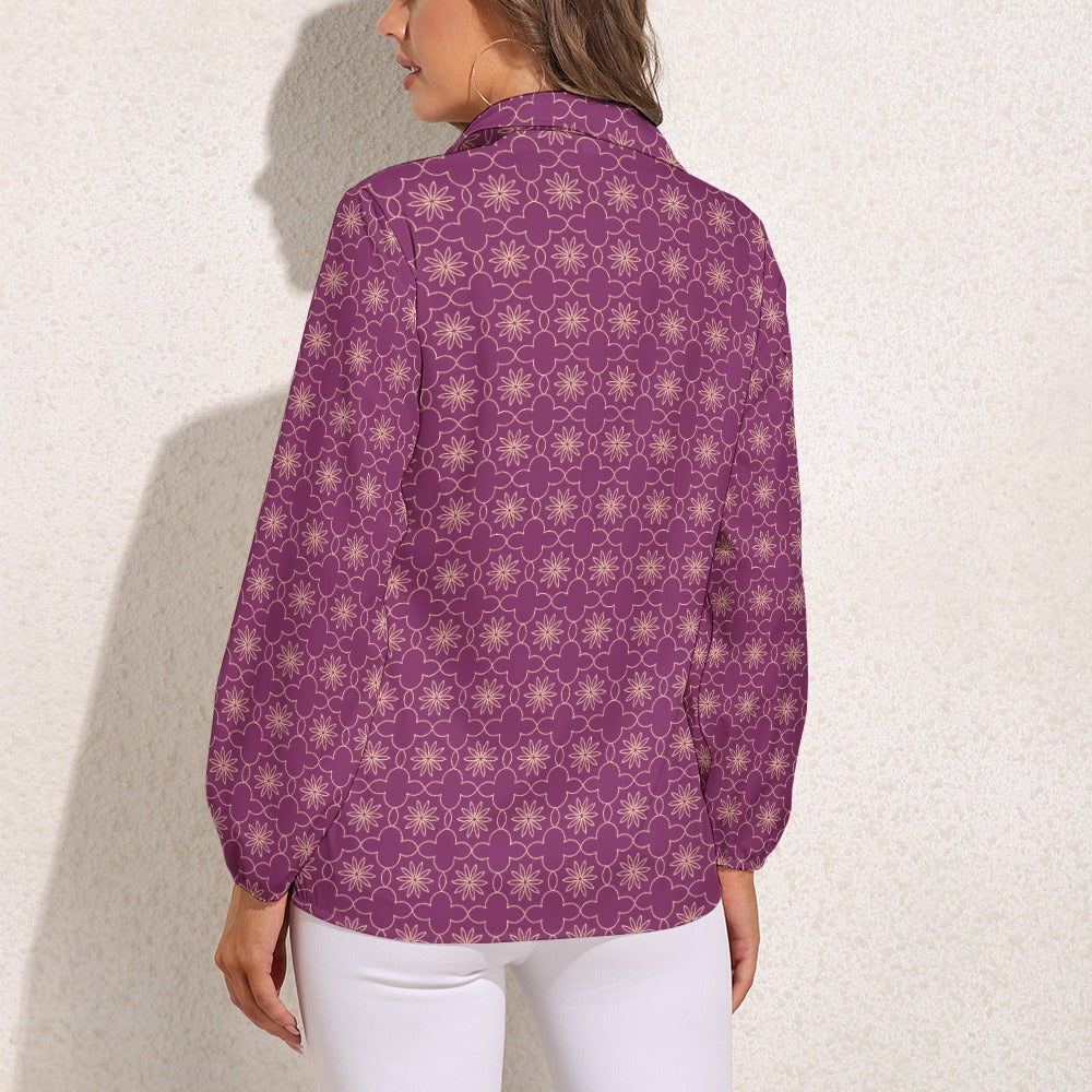 Majestic Purple Casual Long Sleeve Shirt Top
