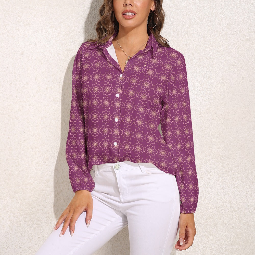 Majestic Purple Casual Long Sleeve Shirt Top