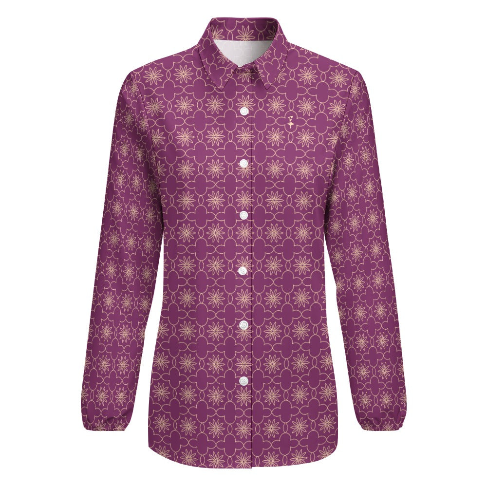Majestic Purple Casual Long Sleeve Shirt Top
