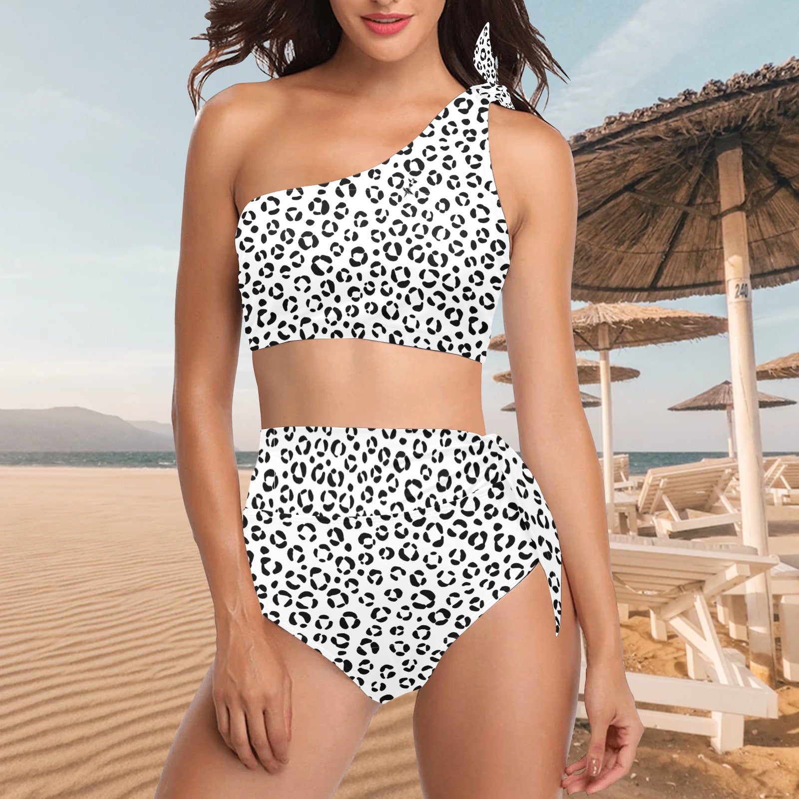 Leopard Reflex One Shoulder Bikini Swimsuit